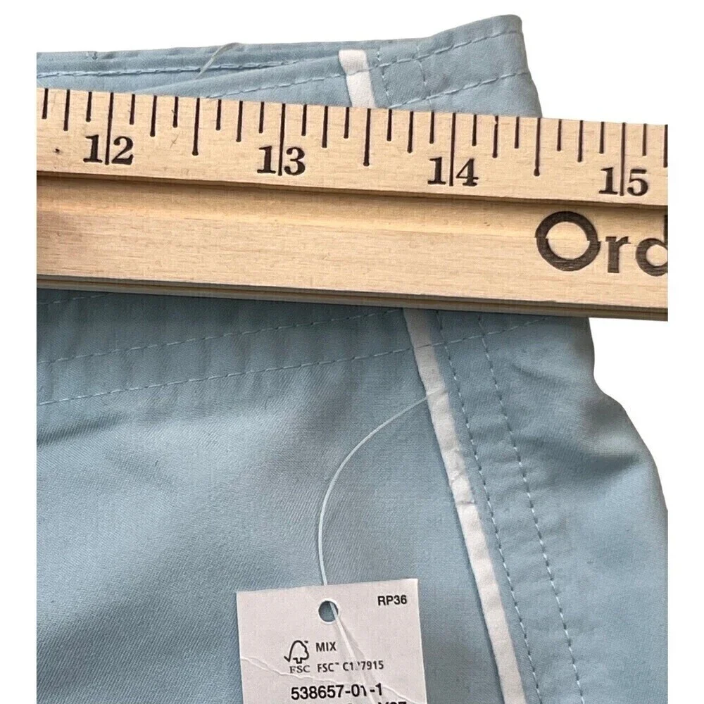 New Old Navy Men's Light Blue Tie Waist Back Pocket Swimwear Board Shorts Sz 28